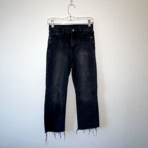 Wide Straight Leg black distressed jeans